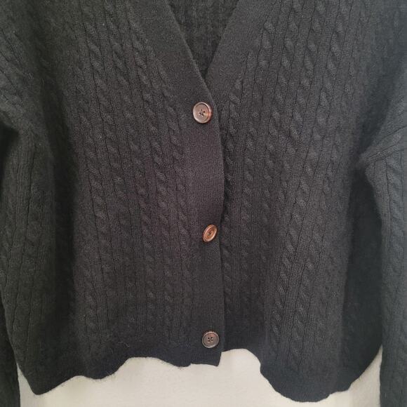 Reformation Sz XL Crop Cardigan Cable Knit Button Front Cashmere Cozy Academia - Picture 7 of 16